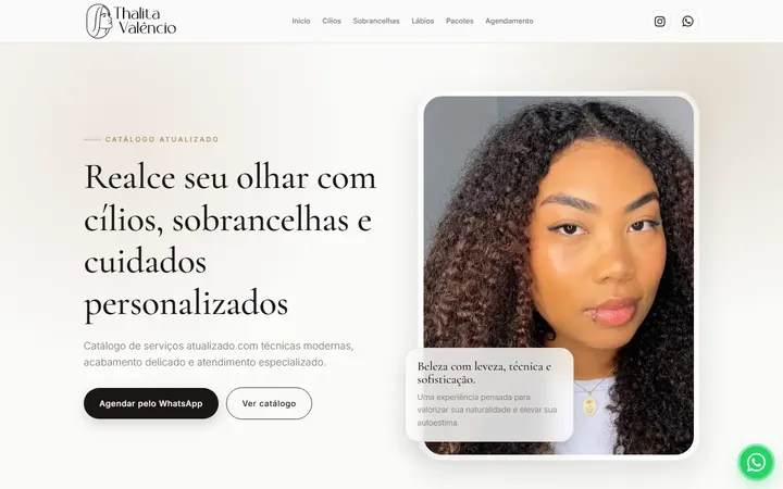 Página inicial do site de Thalita Valêncio